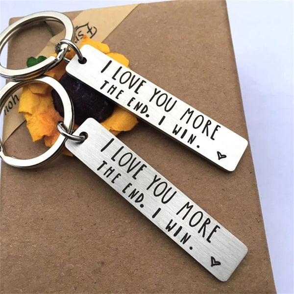 I Love You More The End I Win Stainless Steel Couple Keyring Keychain Gift Funny