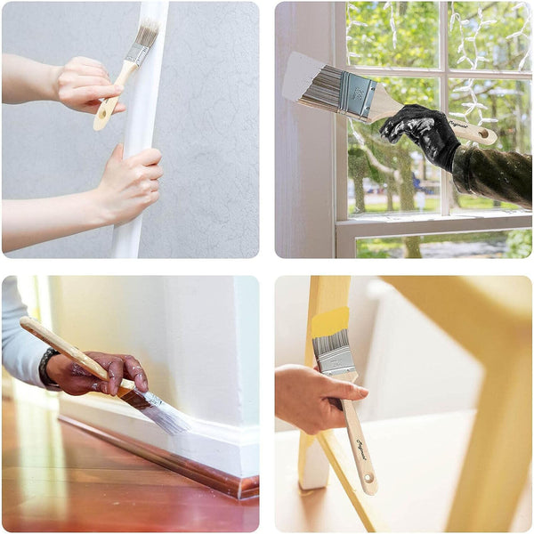 5PCS Paint Brushes Set Sash Brushes Wood Stain Brushes for Walls Cabinets Fences