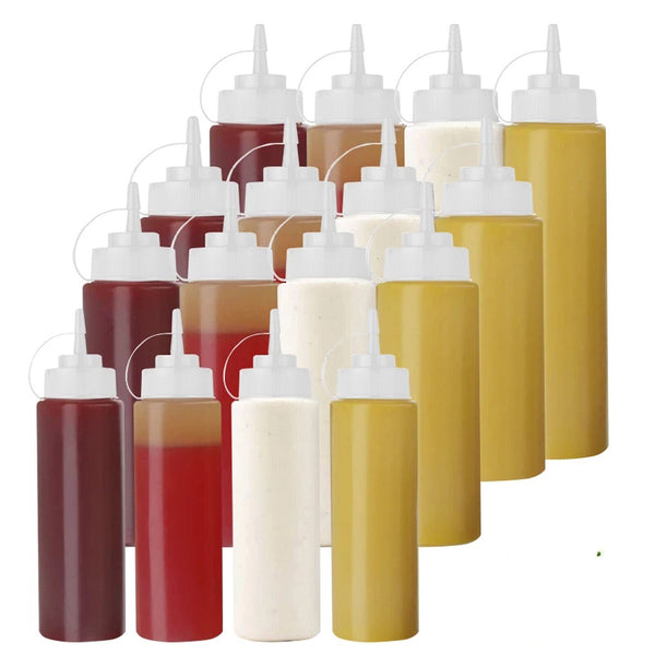 2-10X 1000ML Sauce Bottle Squeeze Bottle Plastic Condiment Dispenser Ketchup Oil