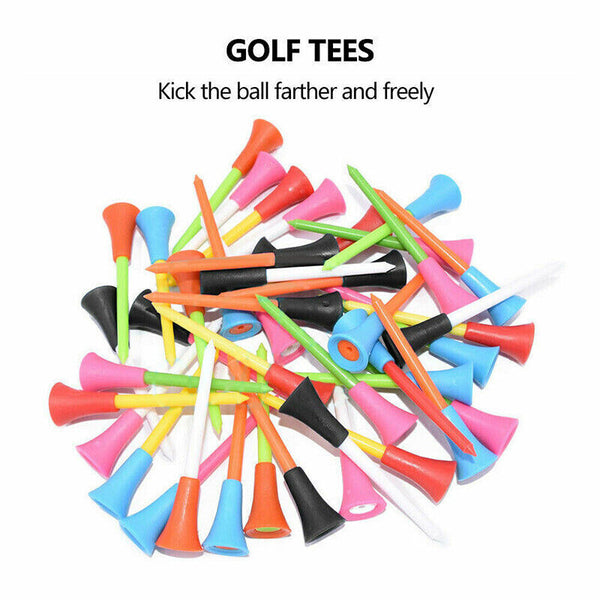 100Pack  83mm Golf Tees Multi Color Plastic With Rubber Cushion Top  Quality  AU