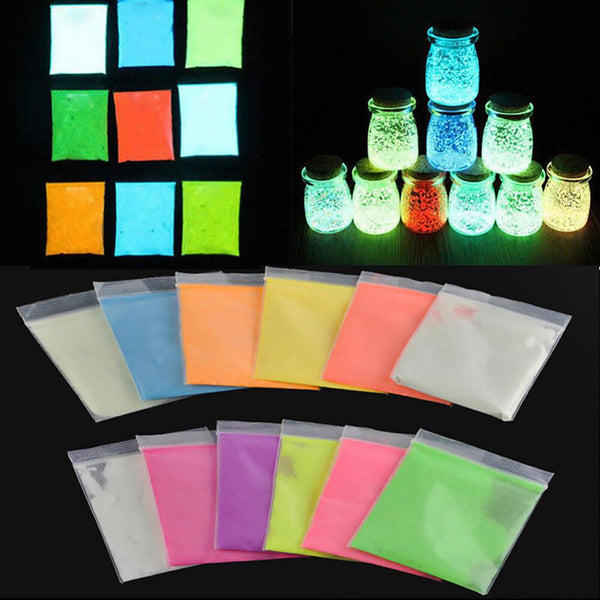 8 Colours Luminous Glow in the Dark Powder Glitter Fluorescent Nail Pigment AU