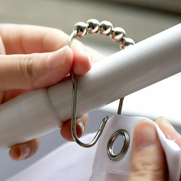 Shower Curtain Rings Hooks Rustproof Stainless Steel For Bathroom Shower