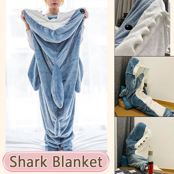 Shark Blanket Super Soft Cozy Flannel Hoodie Shark Sleeping Bag S-XXL