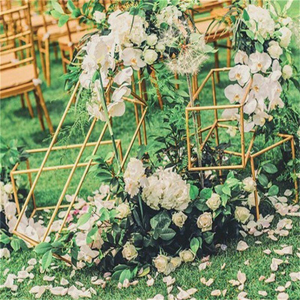 4PCS Flower Racks Gold Iron Plinth Wedding Decorations Geometric Box Party Stand