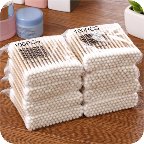 1000PCS Disposable Wooden Handle Cotton Swab Ear Buds Q-Tip Makeup Cosmetic New