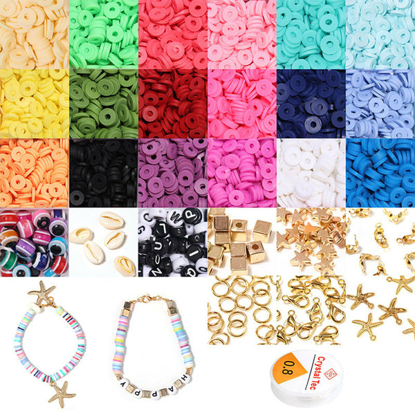 3928X Flat Polymer Clay Beads Spacer for DIY Bracelets Jewelry Making Plastic AU