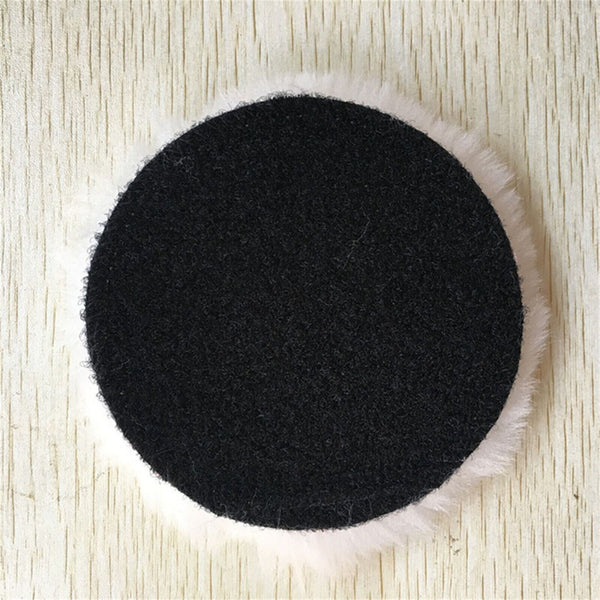 125mm Wool Polishing Pad 5'' Sheepskin Buffing Pads Hook and Loop Back Cutting A