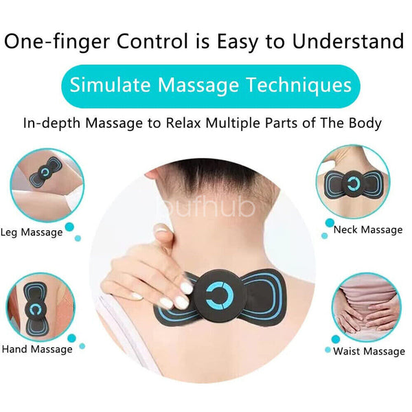 2host+12Patch Electric Neck Back Massager EMS Cervical Massage Patch Relief Pain - Lets Party