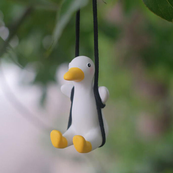 Car Pendant Cute Anime Little Duck Swing Auto Rearview Mirror Hanging Ornament