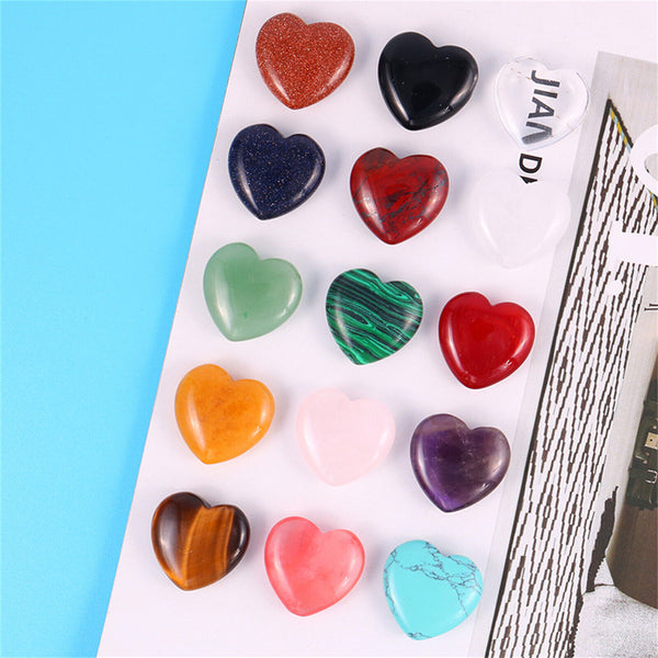 10x Natural Quartz Heart Shaped Crystal Carved Love Stone Healing Gemstone 20mm