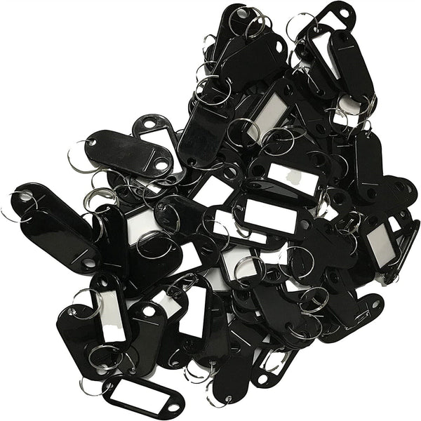 50Pcs Plastic Luggage Key Tags ID Tags Key Rings Key Tag Key Chains Key Black AU