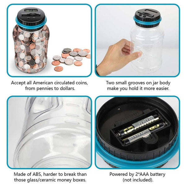 Aussie Coin Counting Money Jar Digital LCD Display OZ Coins Piggy Bank Box