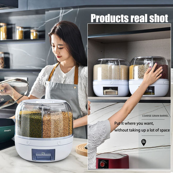 Rotating Grain Case Cereal Dispenser Storage Box Kitchen Food Rice Container