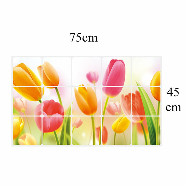 2X Oil Proof Aluminum Foil Sticker Kitchen Floral Wall Home Decor Wall Tiles AU