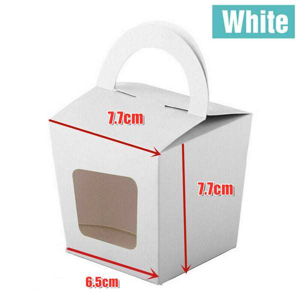 20PCS Cupcake Boxes Holes Clear Window Face Cupcake Display Boxes Muffin Cups AU