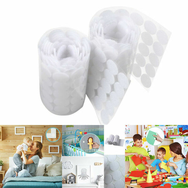 200pcs Hook & Loop Sticky Self Adhesive Dots Coins Circles Tape 2cm Au