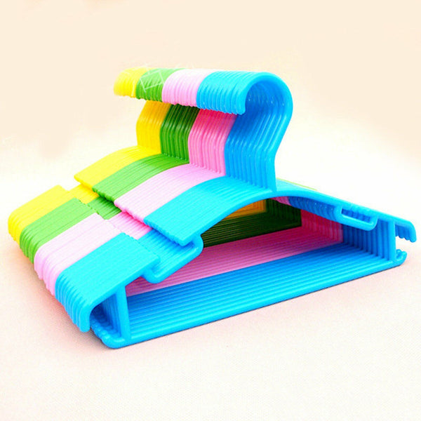 20PCS Kids Coat Hangers Mixed Color Dual Use Antislip Baby Plastic Clothes Rack