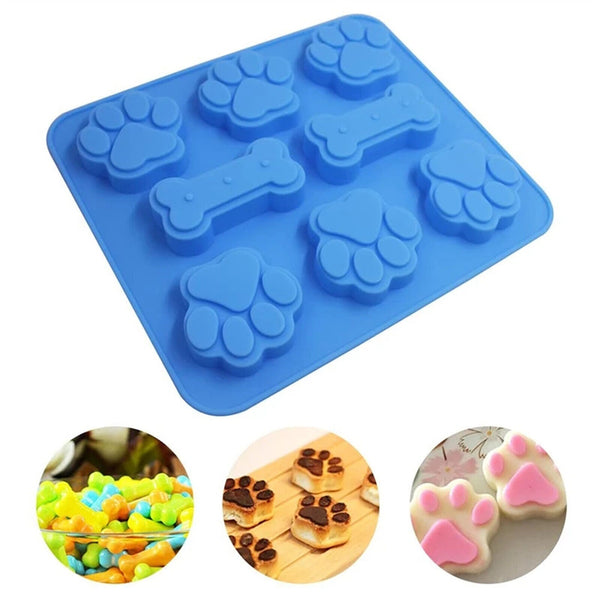 Silicone Chocolate Mould Cat Paw Dog Bone Choc Block Ice Tray Cake Cookie Mold