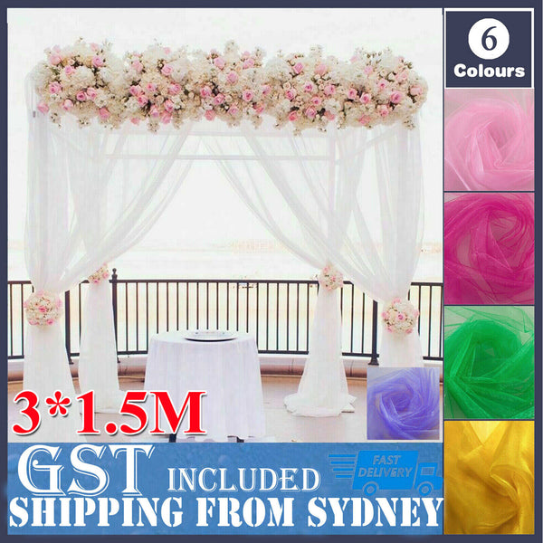 NEW Coloured Organza Table Runner Chair Sash Wedding Party Fabric 1.5x3M AU