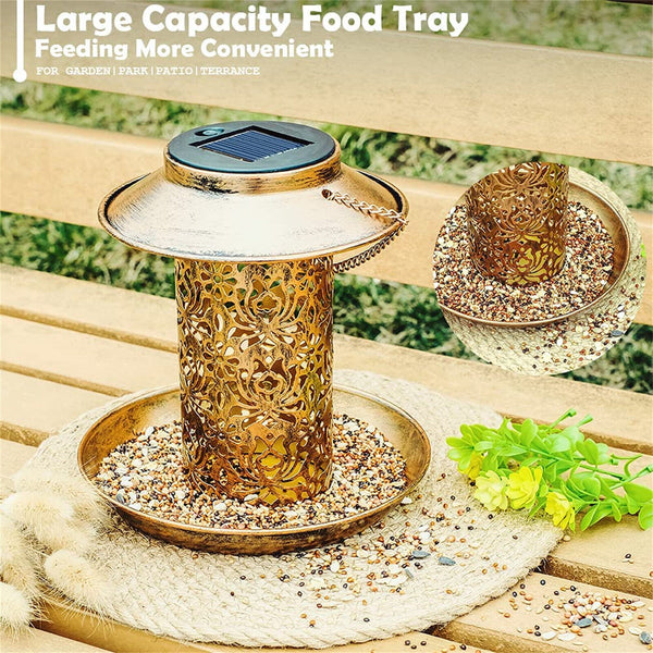 Solar Bird Feeder Hanging Wild Bird Seed Feeders Outdoor Garden for Yard Garden