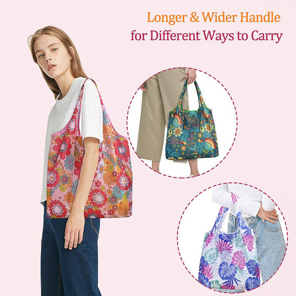 Extra Large Reusable Shopping Bag Eco-Friendly Foldable Tote Long Handle Grocery