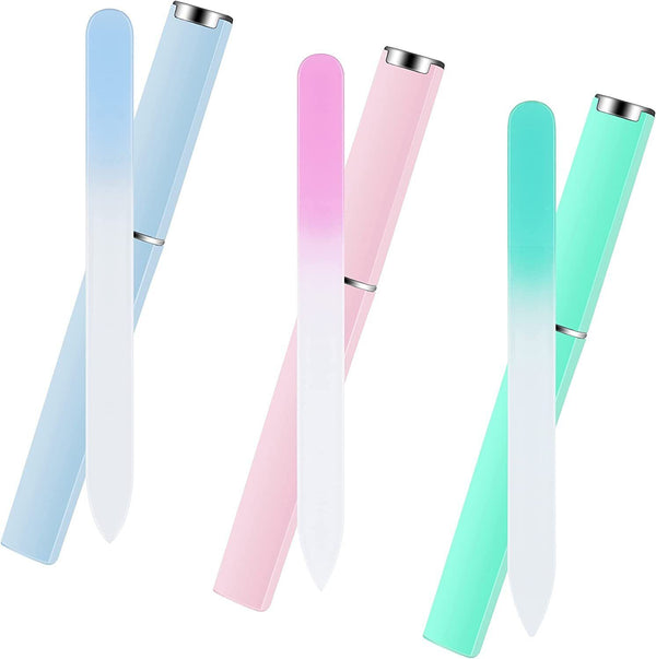 1/2PCS Professional Glass Nail File With Case Crystal Nail File Women Manicure