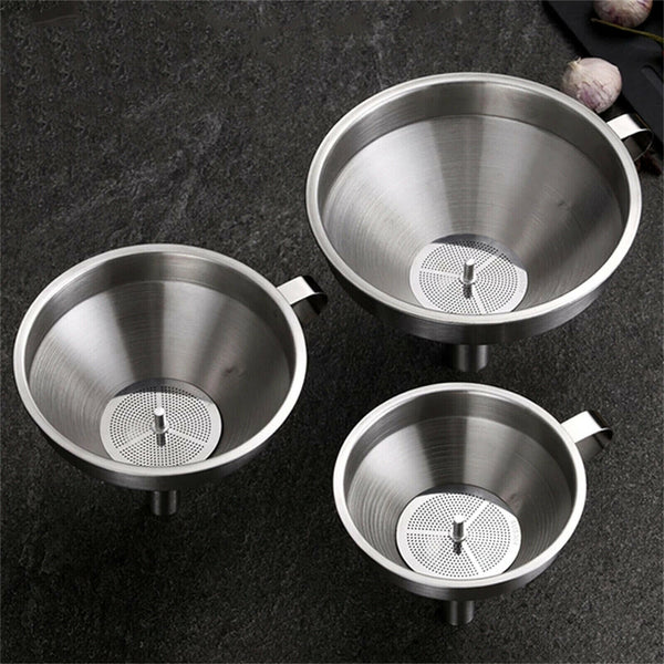 Stainless Steel Funnel Oil Liquid Funnel Metal Funnel with Detachable Filter AUS