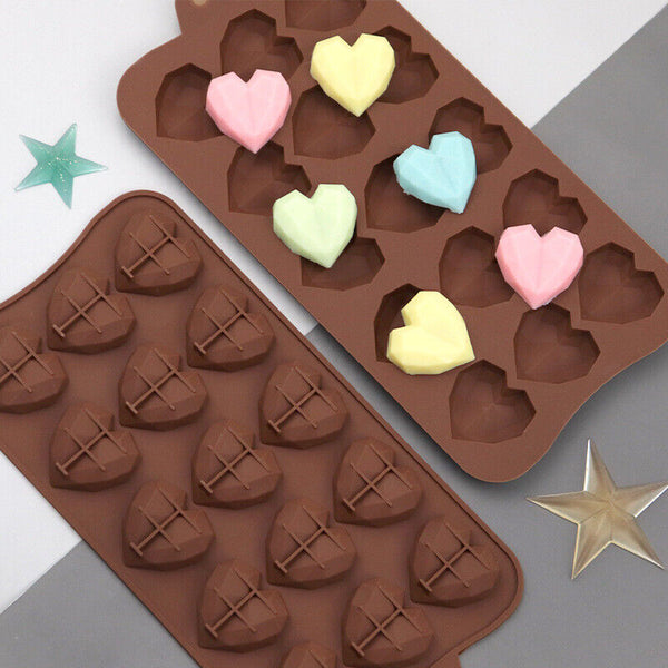 15 Holes Heart Silicone Mould Cake Candy Cookie Chocolate Baking Cake Mold AU