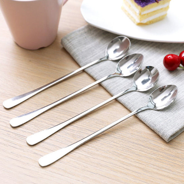 9pcs Long Handled Stainless Steel Coffee Spoon Cold Drink Ice Cream Tea Spoon AU