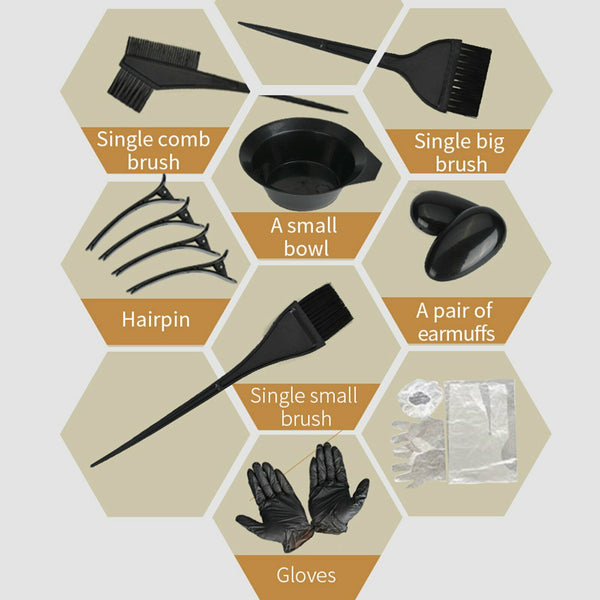 22Pcs Dye Hair Tools Coloring DIY Coloring Hairdressing Tool Kit Brush Comb Bowl