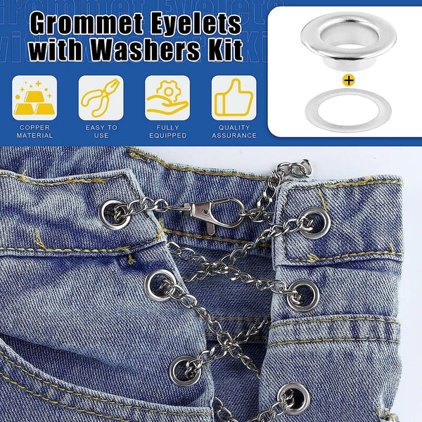 100Set 10mm Eyelet Die Punch Grommets Eyelet Tool Kit for Clothing Leather Craft