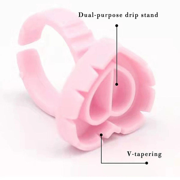 100PCS Heart Eyelash Extension Glue Ring Holder Eyelash Disposable Glue Cup New