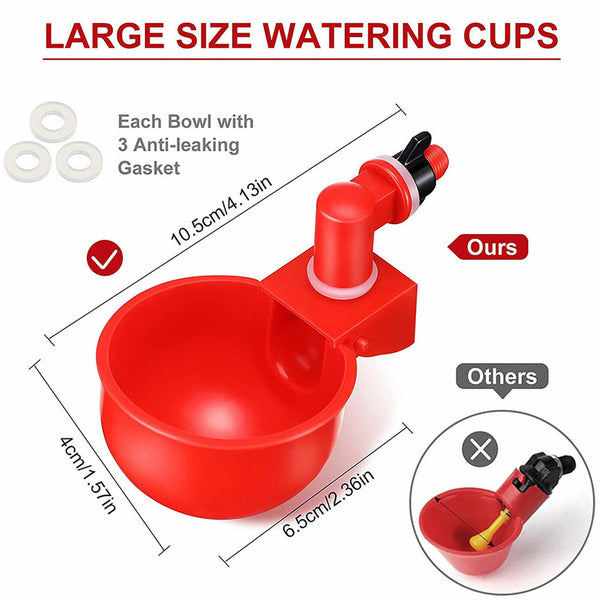 8x Automatic Chicken Water Cup Waterer Poultry Drinking Bowl Feeder Drinker Tool