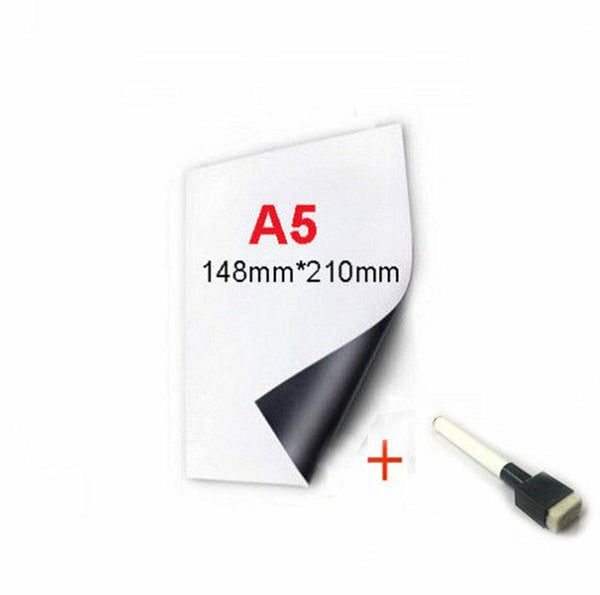 A4 A5 Fridge Magnetic Whiteboard + Board Pen Marker Eraser Memo Reminder Magnet - Lets Party