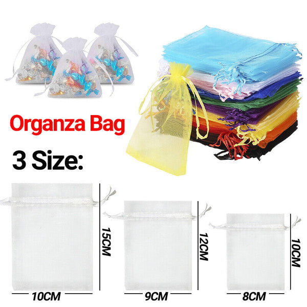 10-100pcs Organza Bag Sheer Bags Candy Packaging Jewellery Gift Wedding Pouch AU - Lets Party