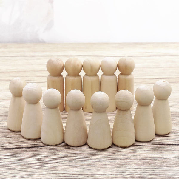 20X Unfinished Wooden Peg Dolls Wooden Tiny Doll Bodies People Decor Wood Crafts