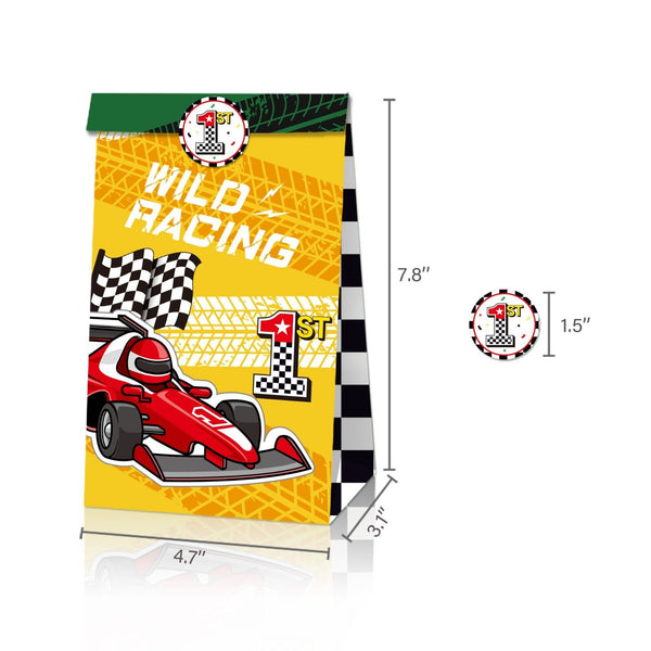12PCS Racing Car Paper Lolly Gift Bag & 18pcs Stickers Party Supplies