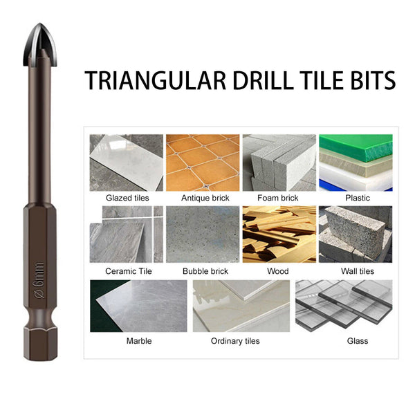 10x Marble Glass Drill Bit Tile Porcelain Drill Bit Carbide Hex Spear Head 6mm
