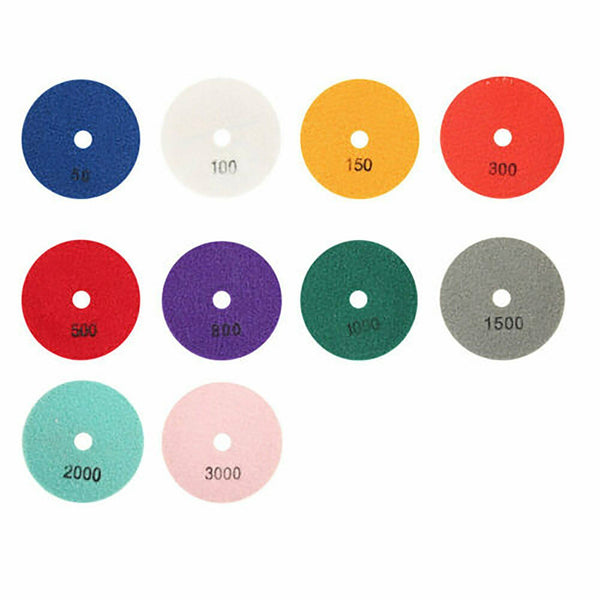 10PCS Diamond Polishing Pads Wet Dry Set for Granite Stone Concrete Marble AU