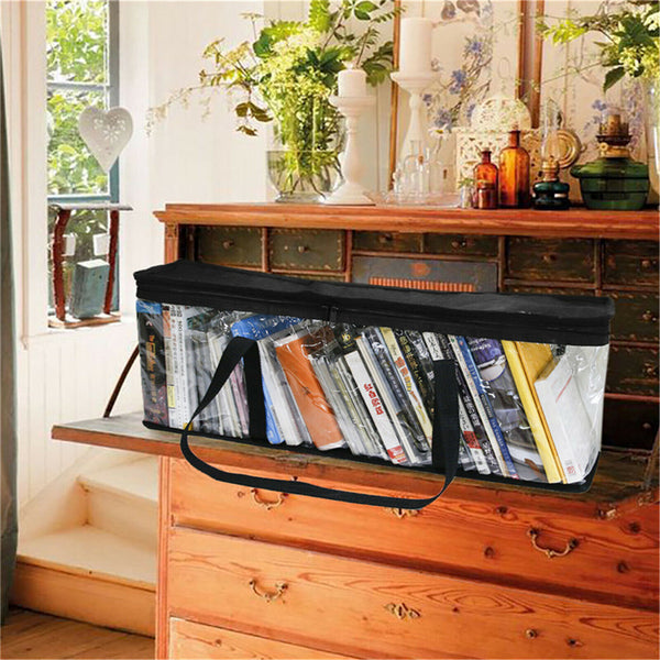 Large Clear Holds DVD CD Storage Holder Easy Zip Closure Carry Bag Organizer AU