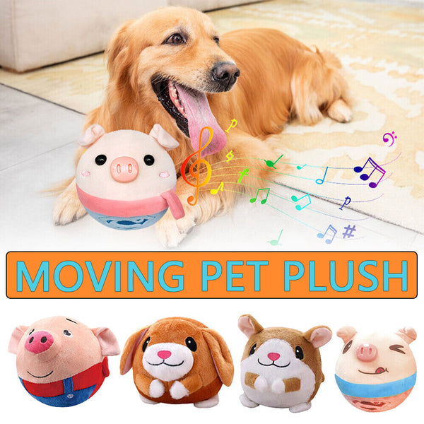 Active Moving Pet Plush Toy,Interactive Bouncing Balls Sound Electronic Dog Toy