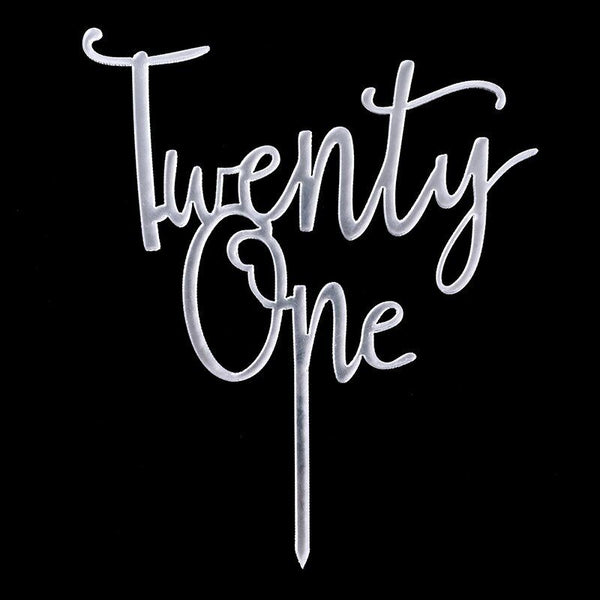 Twenty One 21st Birthday 21 Today Acrylic Cake Topper Happy Birthday Mirror New