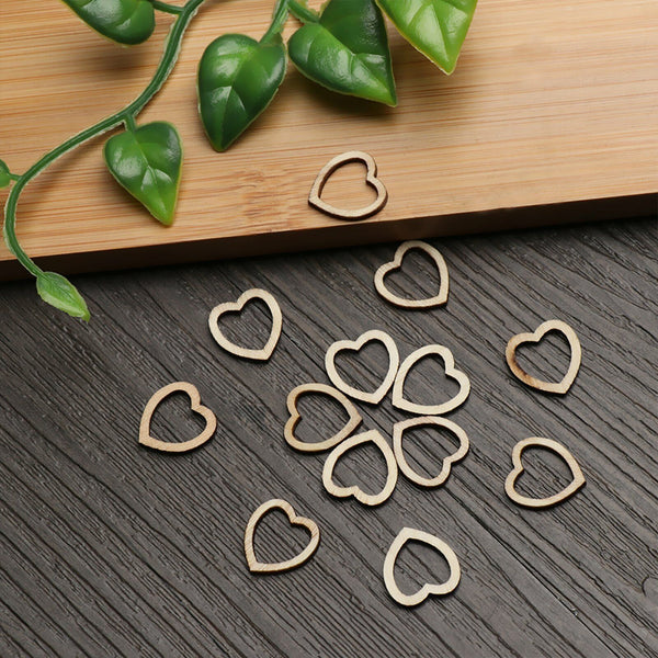 100-500pcs DIY Craft Wooden Wood Love wedding Party Heart Craft decoration AU