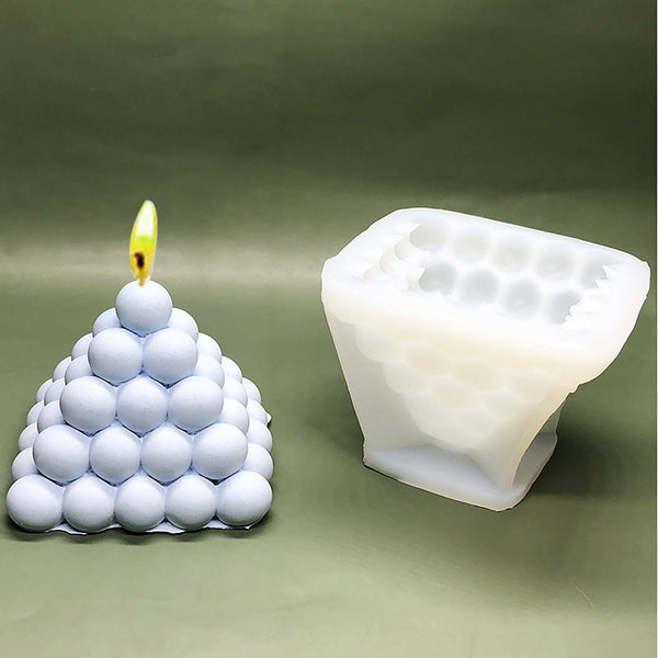 2PCS Soy Non-Stick Spherical Silicone Pyramid Candle Mold DIY Plaster Mould Craf