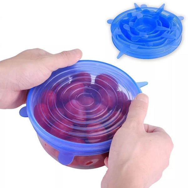 6Pcs Stretch Reusable Silicone Bowl Wraps Food Saver Cover Seal Lids Food Cover