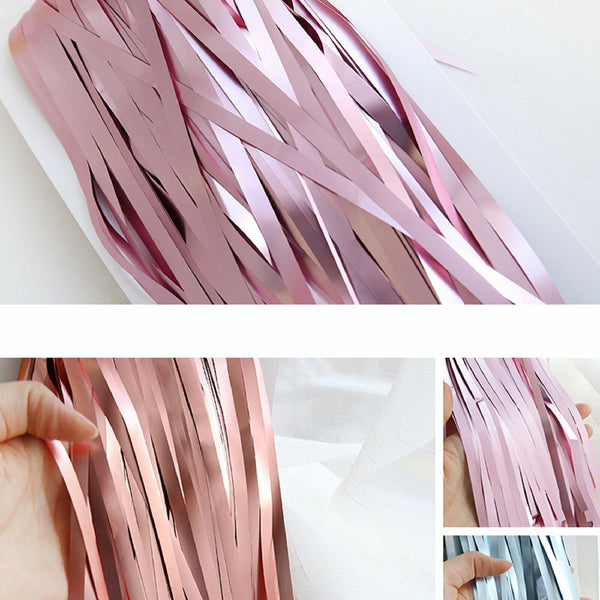 2M Matt Foil Metallic Fringe Tinsel Curtain Backdrop Door Wedding Birthday Party