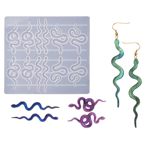 2x Silicone Snake Earring Resin Epoxy Mold Jewelry Pendant Eardrop Casting Mould
