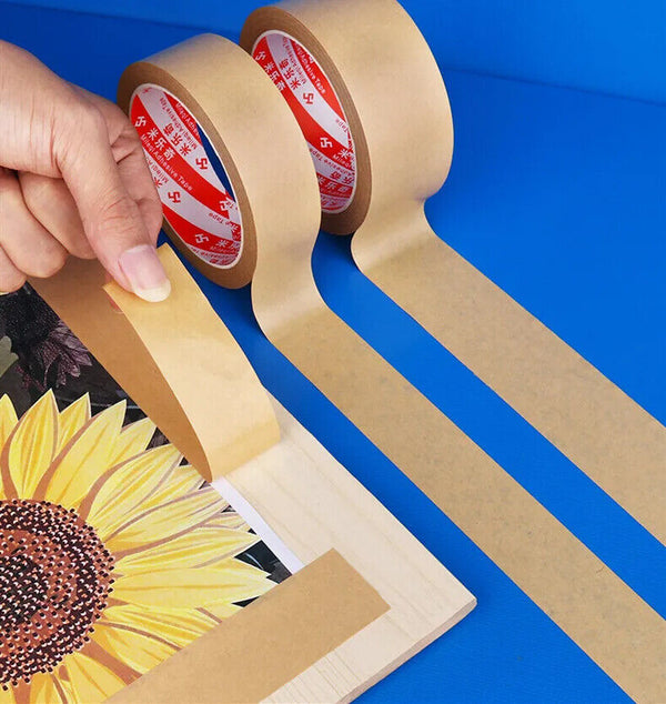 2x Kraft Brown Paper Tape Picture Framing Packing Tape Self adhesive 15mm Craft