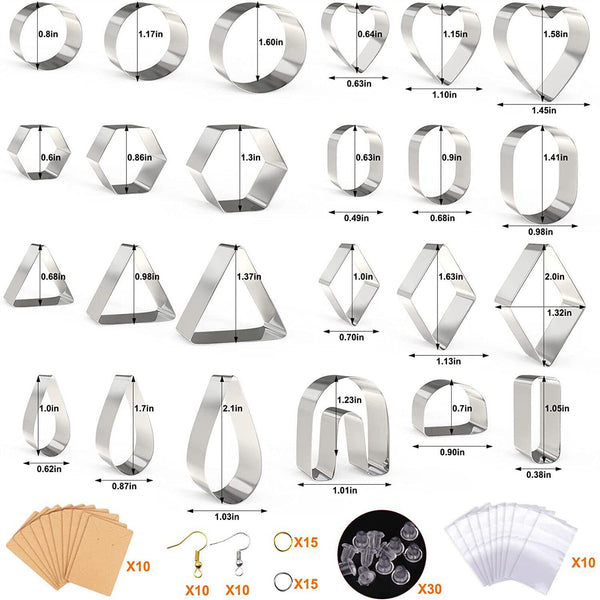 124 Polymer Clay Cutter Stainless Steel Jewellery Earring Tools Cutting Mold Set