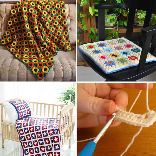 17x Crochet Hook Set Aluminum Knitting Needles Sewing DIY Tools Soft Grip Handle